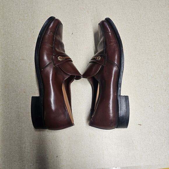 Vintage 90s Leather Penny Loafers Dress Shoes Burgundy Mens 9.5D Workwear Preppy - Picture 5 of 7
